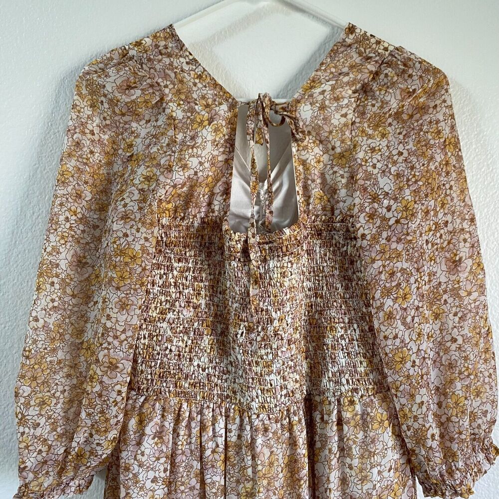 Sincerely Jules Long 3/4 Sleeve V Neck Ditsy Floral Print Dress Womens Large - Picture 6 of 11